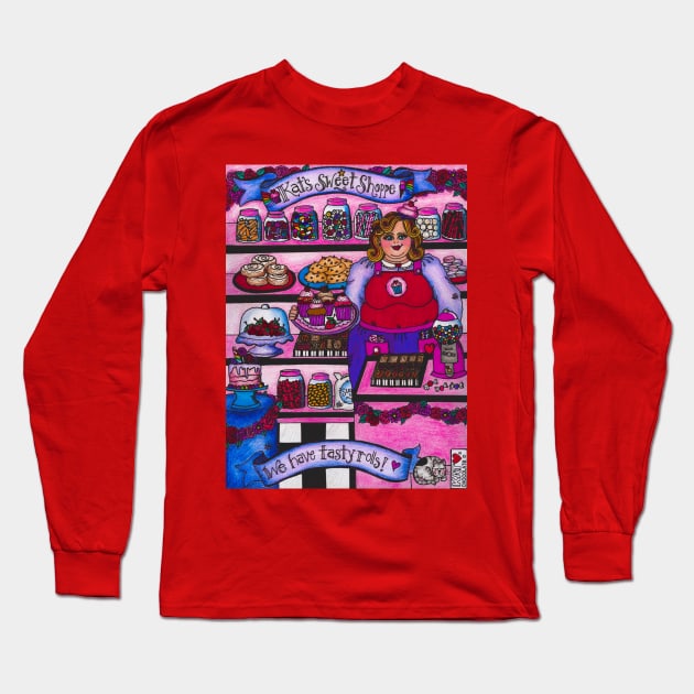 Kat's Sweet Shoppe (Tasty Rolls) Long Sleeve T-Shirt by Kat Loves Chocolate